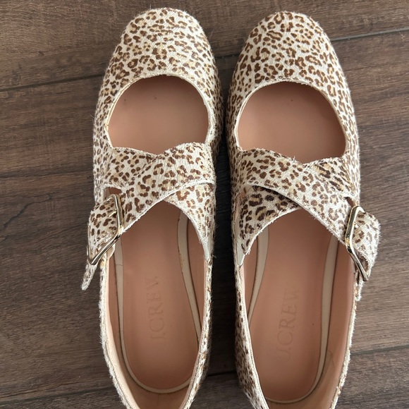 J. Crew Shoes - J.Crew Leopard Calf Hair Mary Jane Ballet Flats Buckle Strap Size 8.5